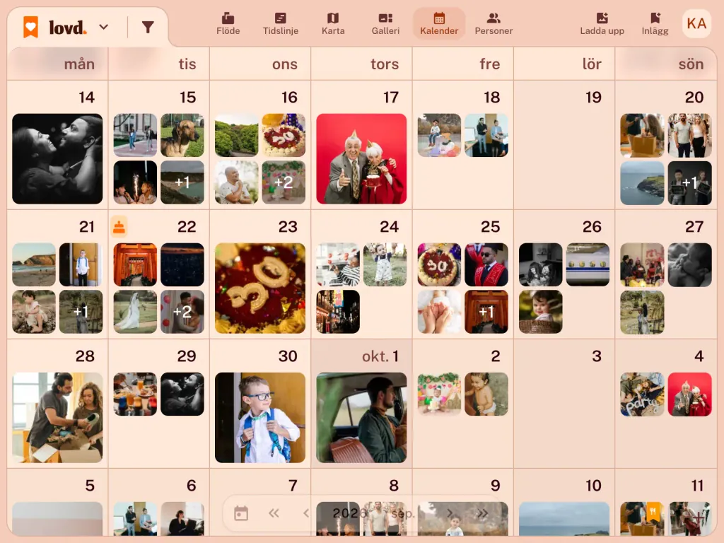Lovds kalender i september: foton de flesta dagar, från födelsedagstårtor till en promenad längs klipporna, och en födelsedag markerad den 22:a.